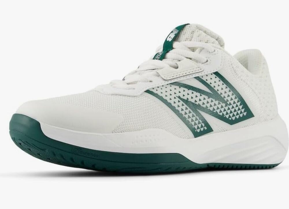New Balance Women's 696 V6 Tennis Shoe, White/Marsh Green, 6.5 M